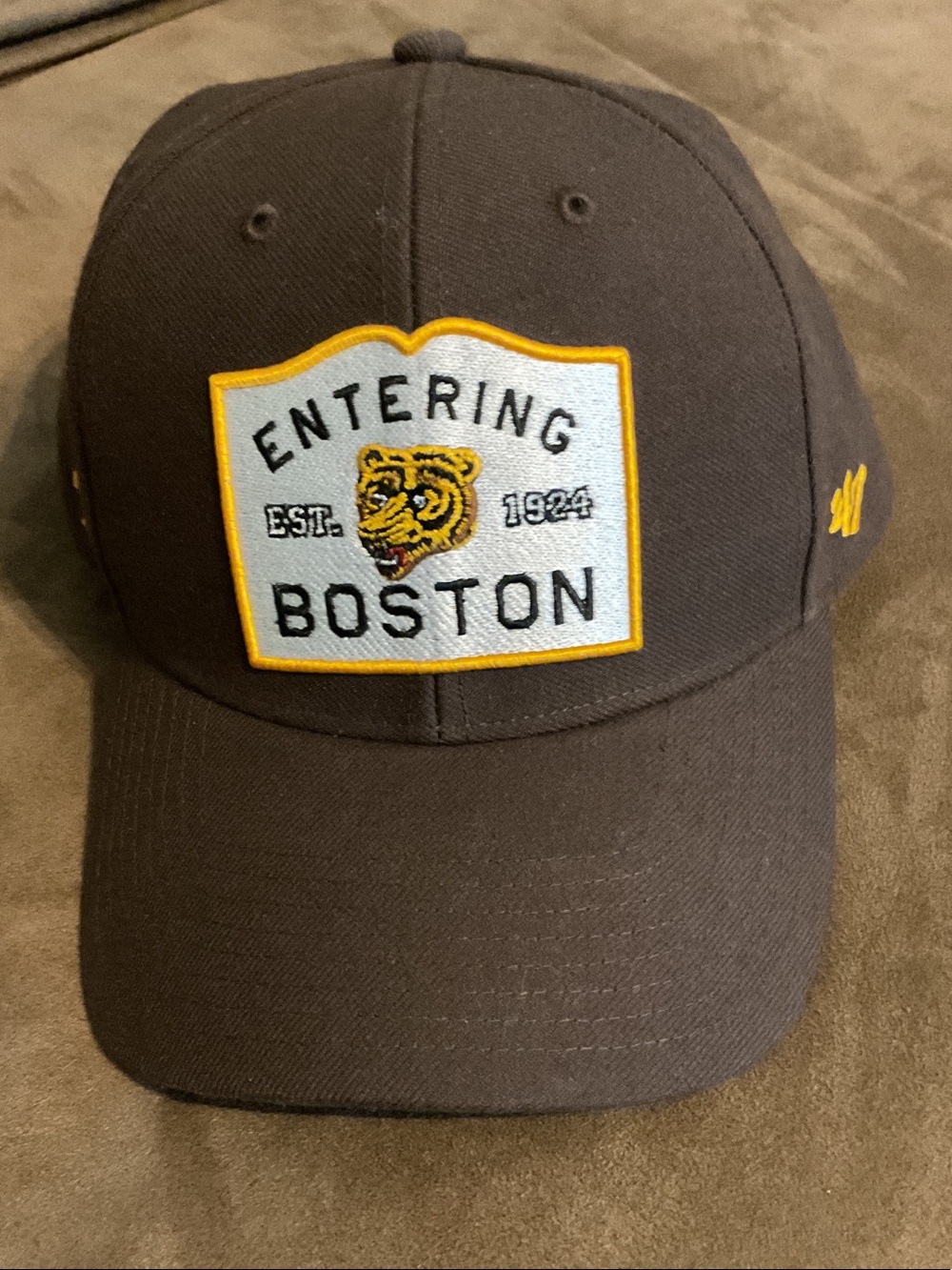 Entering Boston Embroidered Baseball Cap - Brown & Yellow